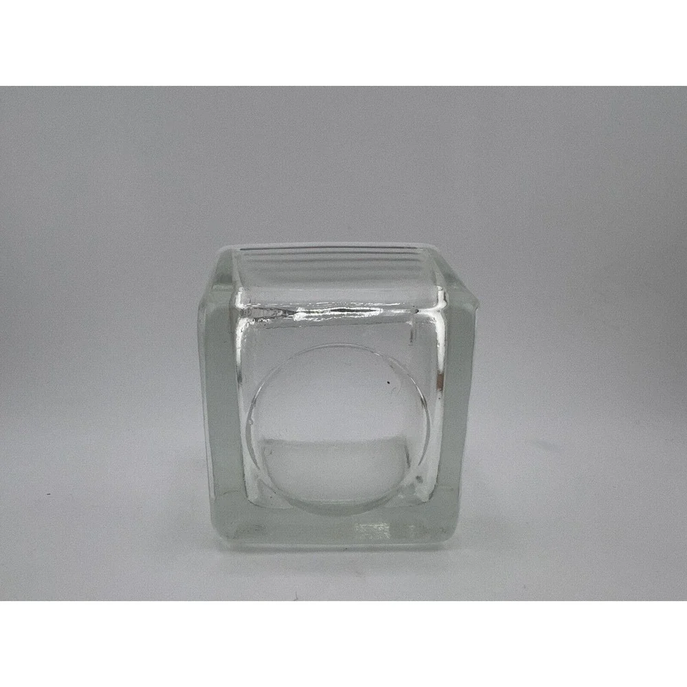 Vintage Square Clear Glass Flower‎ Vase 2.5